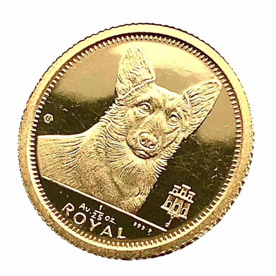 犬金貨 ダックスフンド犬 ジブラルタル 1991年 24金 純金 1.2g 1/25オンス コイン イエローゴールド コレクション Gold_画像1