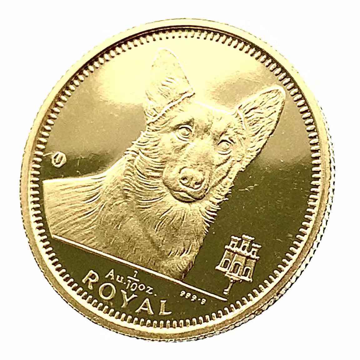  犬金貨 ジブラルタル エリザベス女王二世 1/10オンス 1991年 24金 純金 3.1g イエローゴールド コイン GOLD コレクション 美品_画像1