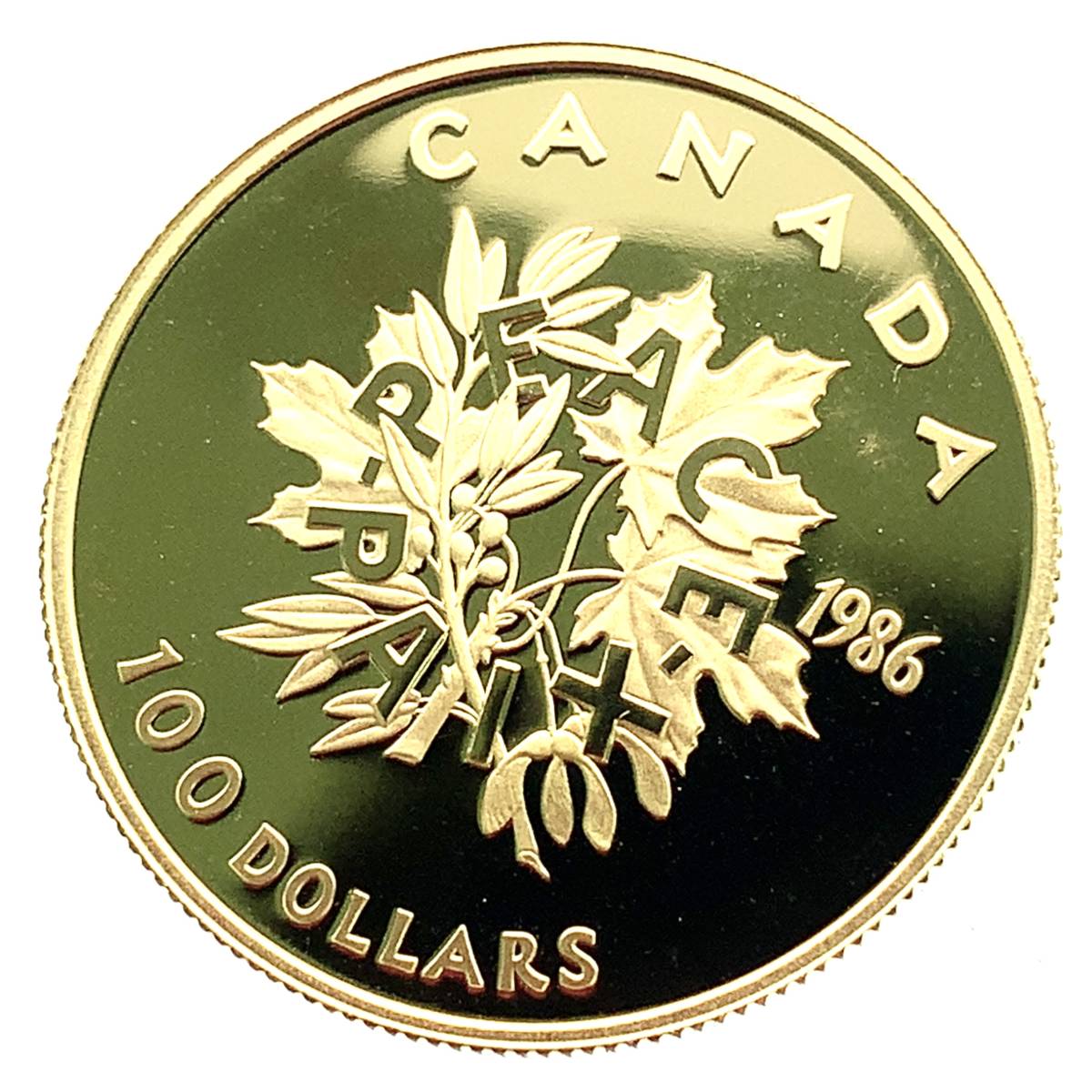 カナダ 100ドル金貨 1986年 17g K21.6 コレクション イエローゴールド _画像2