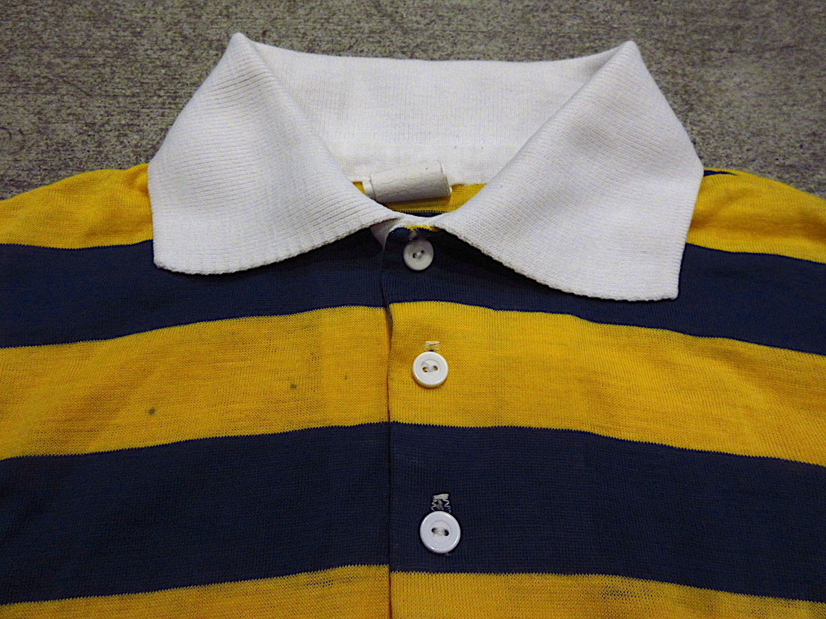 ビンテージ70's●Searsキッズボーダーポロシャツ紺×黄size 12●230712c7-k-plsh 1970s古着トップス半袖シャツ_画像4