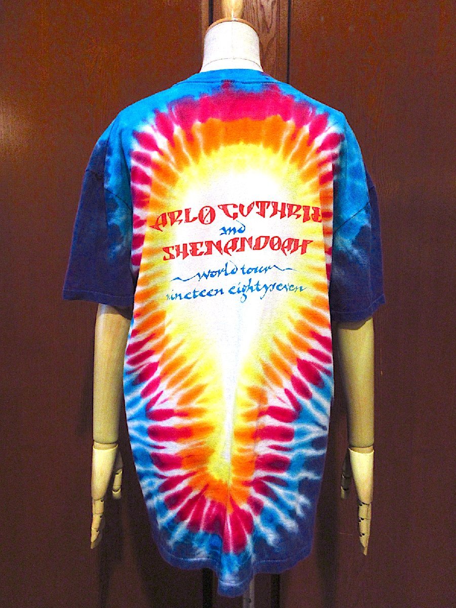 ビンテージ80's●Arlo Guthrie半袖タイダイ両面プリントTシャツsize XL●230708m5-m-tsh-td音楽トップスメンズ古着_画像2