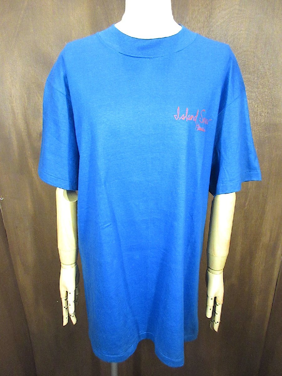 ビンテージ80’s●DEADSTOCK Island SnowプリントTシャツ青size L●230721p2-m-tsh-ot古着1980sデッドストック_画像1