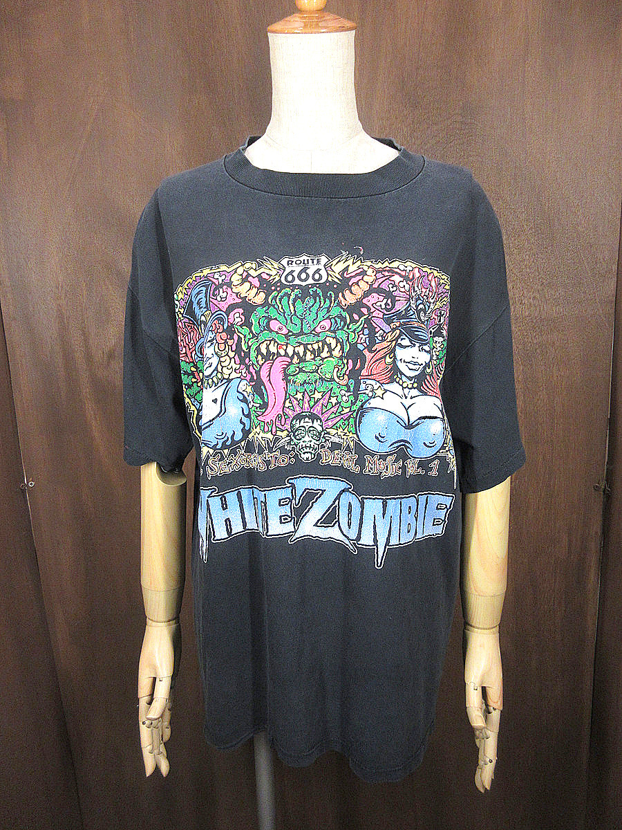 ビンテージ90’s●WHITE ZOMBIE 1992年ワールドツアーTシャツ黒●230726j2-m-tsh-bn古着1990sホワイトゾンビ