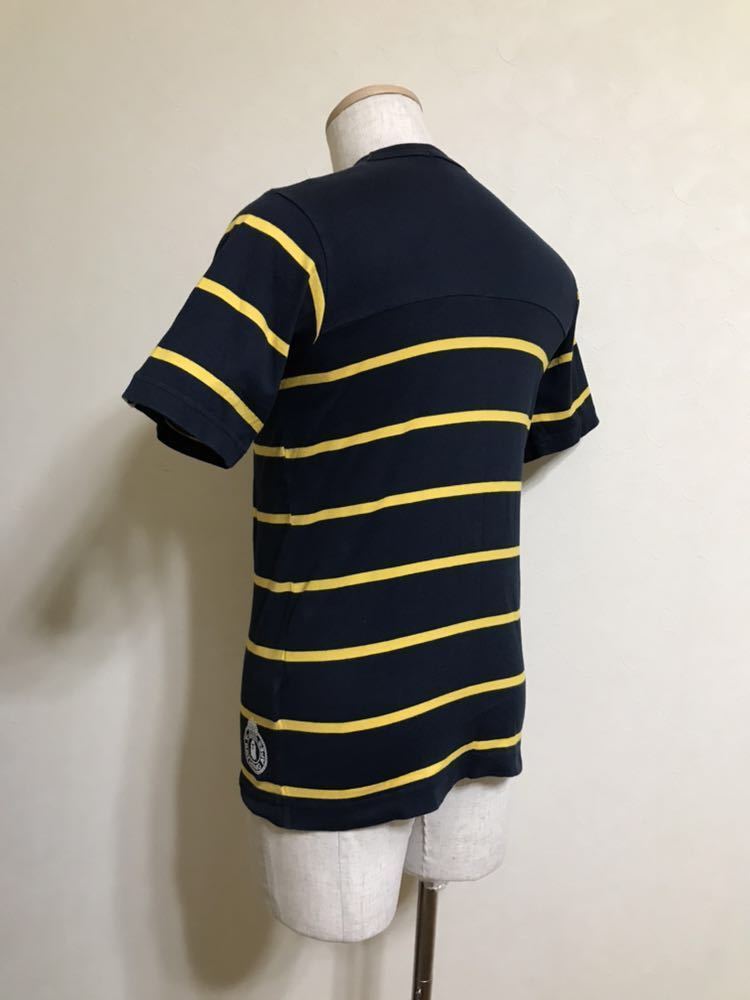 A BATHING APE ア ベイシング エイプ ボーダー Tシャツ トップス サイズS 半袖 ネイビー イエロー 日本製 綿_画像9