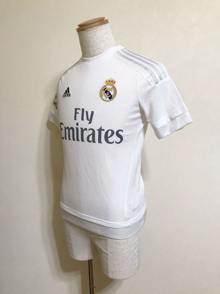 【良品】 adidas Real Madrid アディダス レアルマドリード 2015-2016 ホーム ユニフォーム ホワイト トップス ジュニアサイズ160 半袖 白_画像6