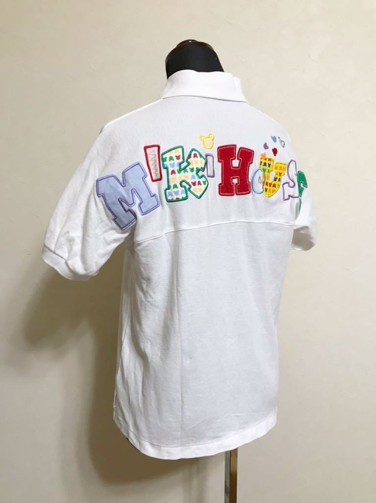 [ beautiful goods ] MIKIHOUSE Miki House lady's deer. . polo-shirt embroidery badge big Logo tops size LM short sleeves white made in Japan 12-5581-224