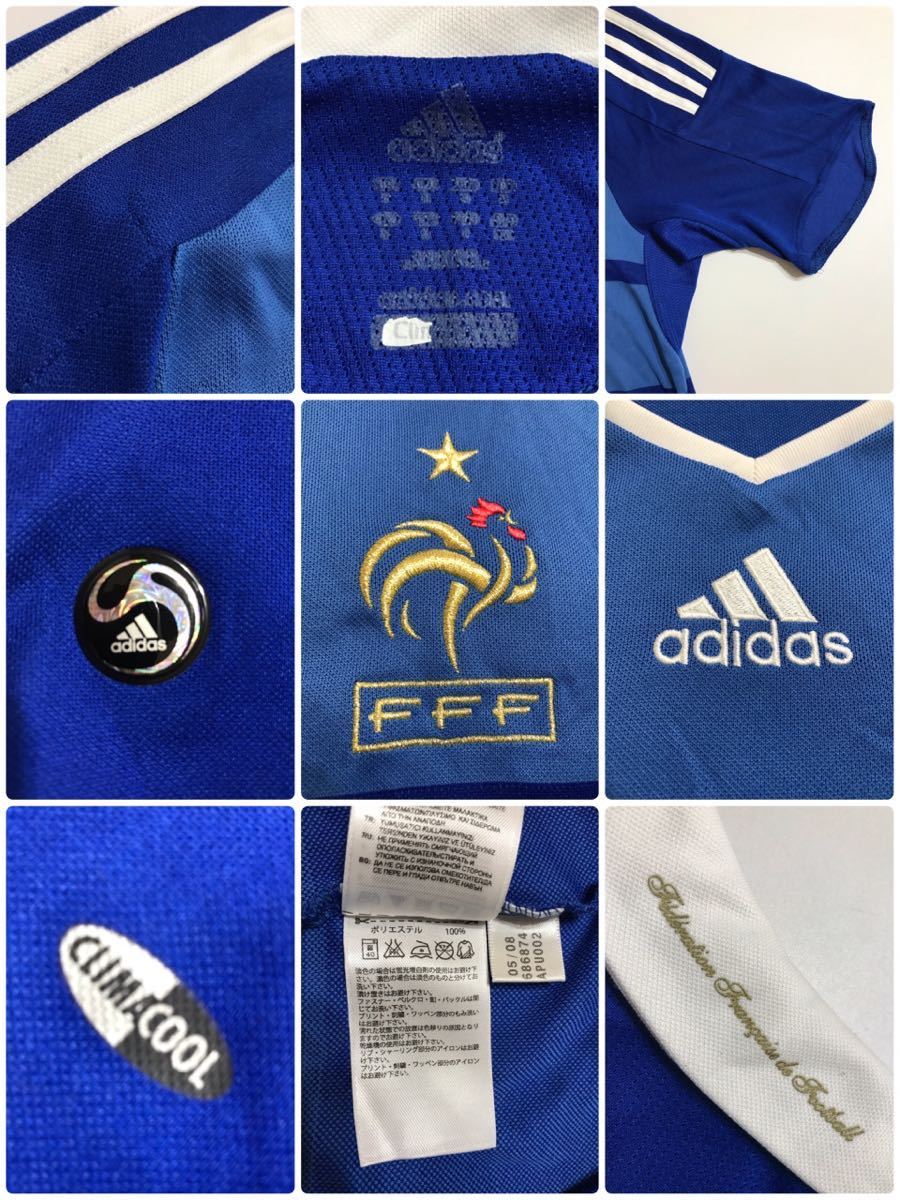 adidas アディダス サッカー フランス代表 2008〜2009 ホーム ユニフォーム トップス サイズL 半袖 ブルー 686872 クライムクール_画像5