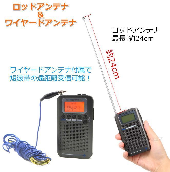 VHF・エアーバンド・CB無線機・FM・AM・SW 一台！薄型 多機能 マルチ ハンディ 受信機 50ch メモリー可 スリーブタイマー等 新品/航空無線_画像6