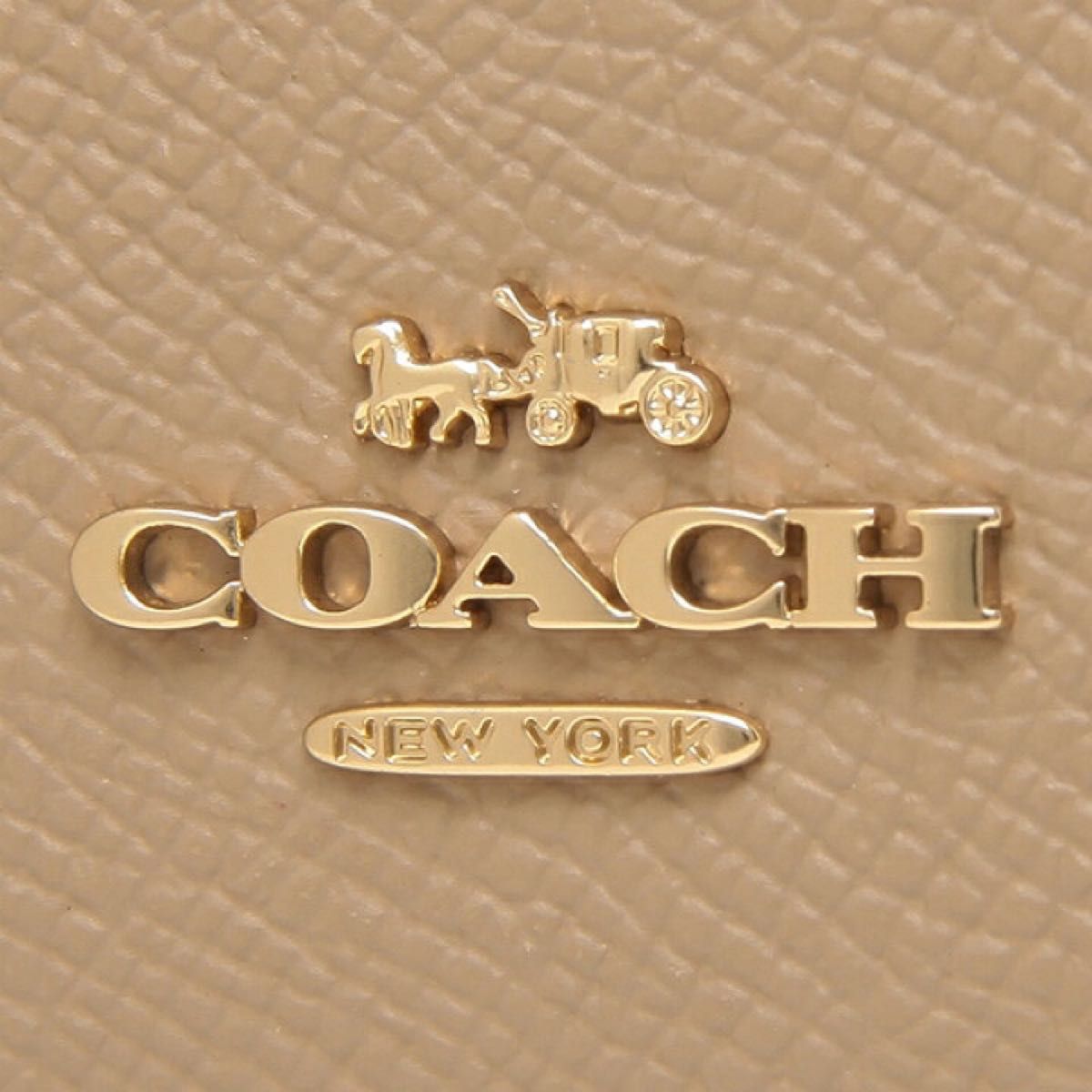 新品【COACH 】コーチ コインケース キーリング レザー ベージュ トープ 小銭入れ パスケース カードケース