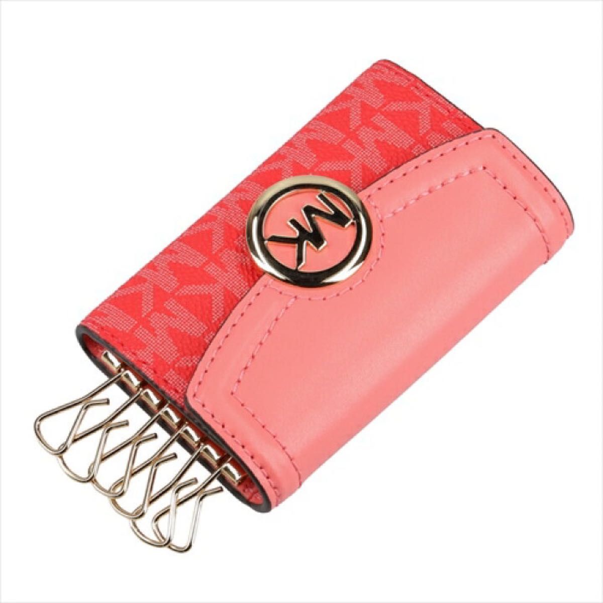 新品【MICHAEL KORS】キーケース フルトン MKシグネチャー ブ ピンク