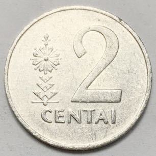 海外コイン　リトアニア　2ツェンタス 1991年_画像1