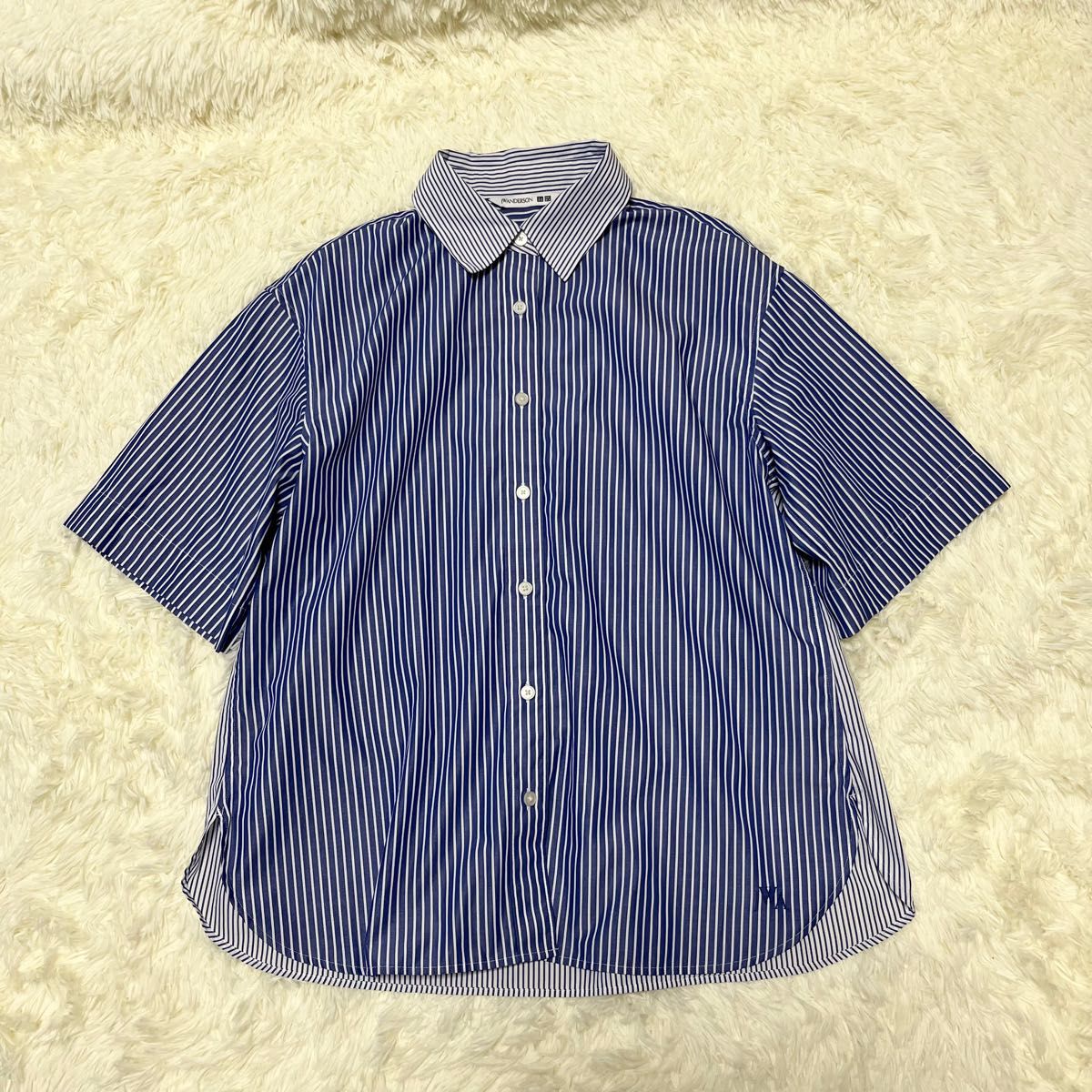 UNIQLO×JW ANDERSON ストライプリラックスシャツ Lサイズ 半袖 UNIQLO×JW ANDERSON ストライプリラックスシャツ Lサイズ 半袖