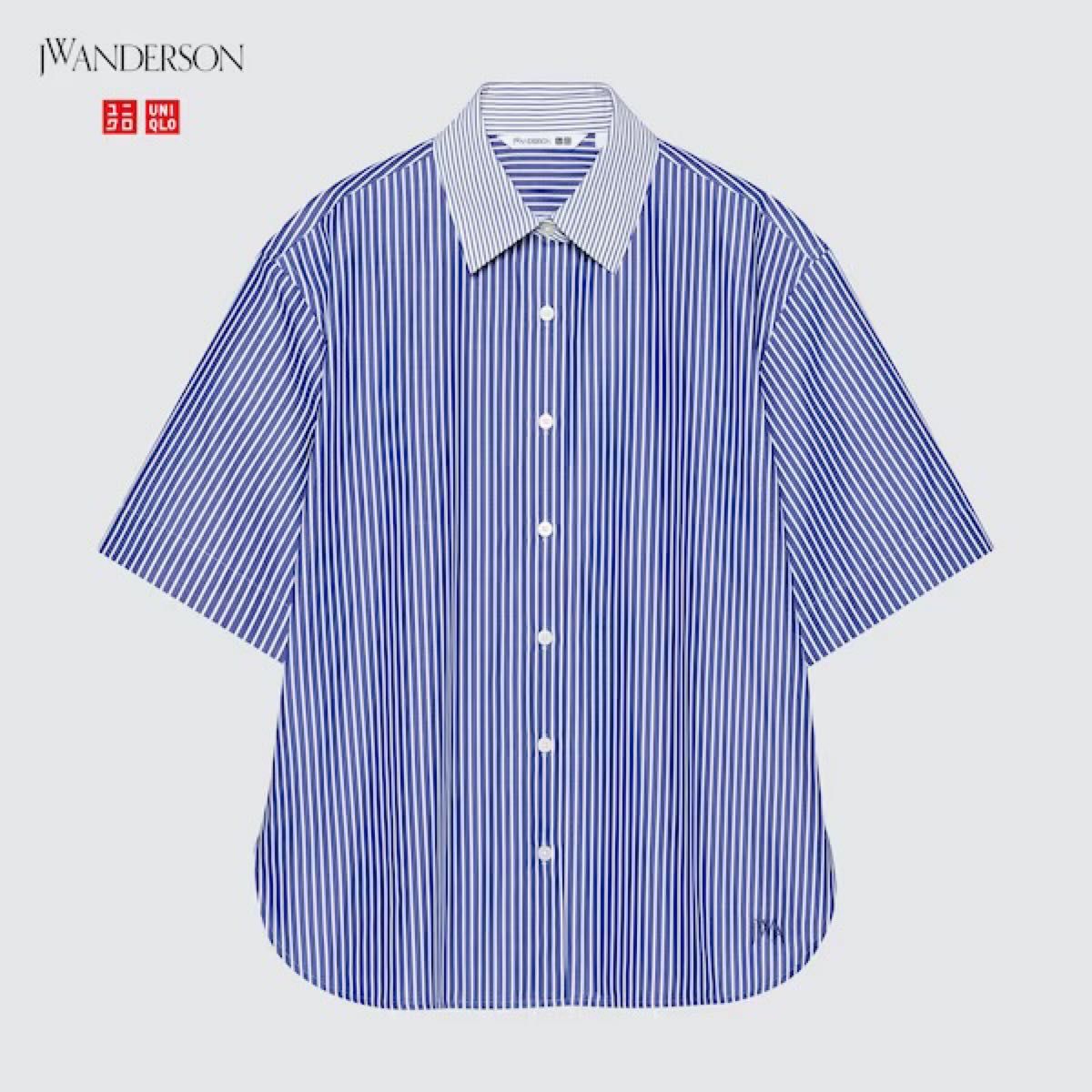UNIQLO×JW ANDERSON ストライプリラックスシャツ Lサイズ 半袖 UNIQLO×JW ANDERSON ストライプリラックスシャツ Lサイズ 半袖