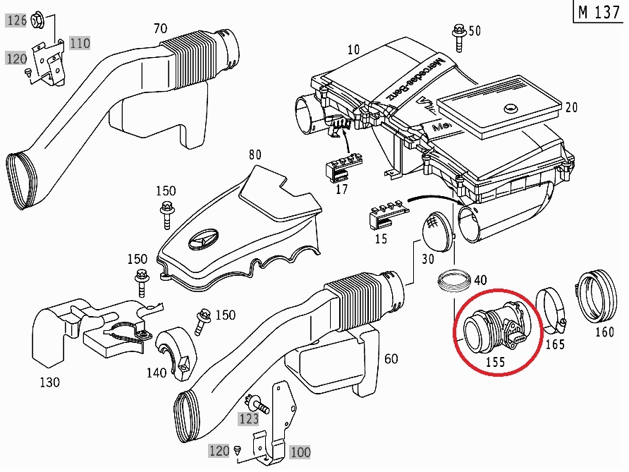 ベンツ エアマスセンサー/エアフロメーター W163 W164 W202 W203 W208 W209 W210 W211 W215 W219 W220 W463 R129 R171 R230 他 1130940048_画像6