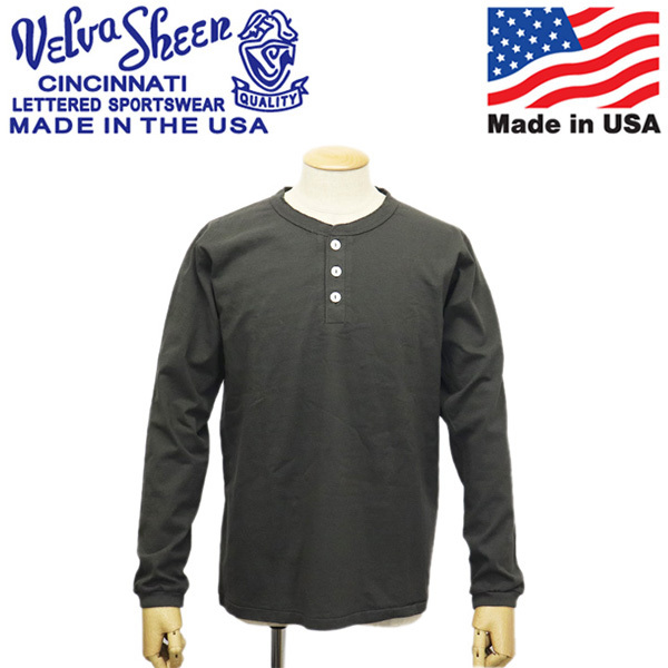 Velva Sheen (ベルバシーン) 161644 TUBULER LS HENLEY NECK TEE ロングスリーブヘンリーネック Tシャツ アメリカ製 VLVS016 BLACK M