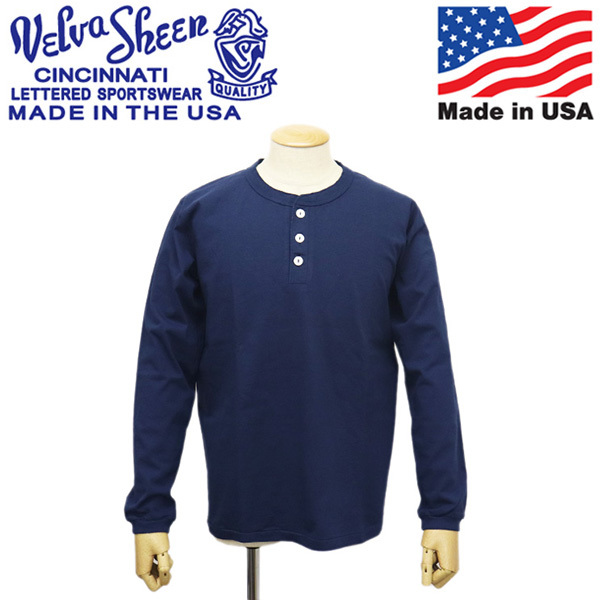 Velva Sheen (ベルバシーン) 161644 TUBULER LS HENLEY NECK TEE ロングスリーブヘンリーネック Tシャツ アメリカ製 VLVS016 NAVY XL