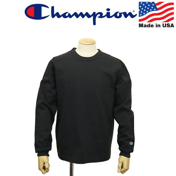 Champion (チャンピオン) C5-U409 T1011 ティーテンイレブン ロングスリーブ Tシャツ アメリカ製 CN060 090ブラック S