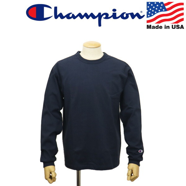 Champion (チャンピオン) C5-U409 T1011 ティーテンイレブン ロングスリーブ Tシャツ アメリカ製 CN060 370ネイビー L