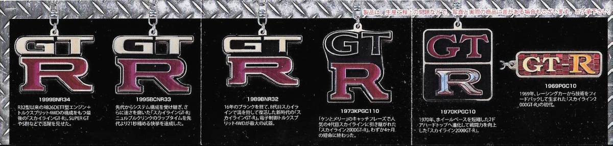 即決》日産・スカイラインGT-R メタルキーホルダーコレクション【全６種フルコンプセット】 送料250円～ 新品未開封 R32/33/34/ハコスカ_画像2