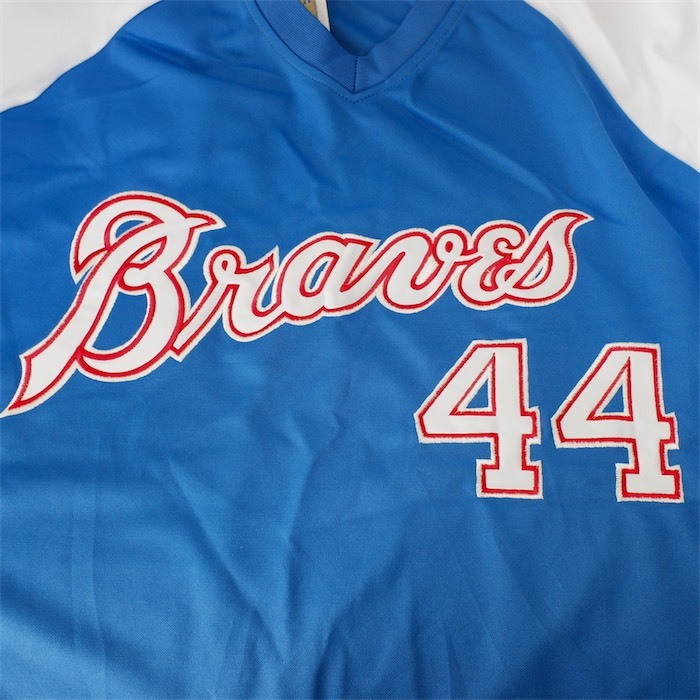 新品未使用品 USA製 Mitchell&Ness ベースボールシャツ 4XLサイズ MLB ATLANTA BRAVES COOPERSTOWN COLLECTION ワッペン ブルー sh-4098_画像6