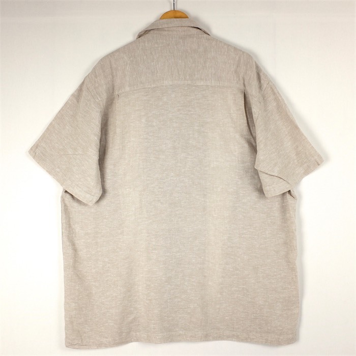 Haggar オープンカラー半袖スイッチングシャツ リネン＆レーヨン メンズUS-XXLサイズ アイボリー系 sh-4130n_画像3