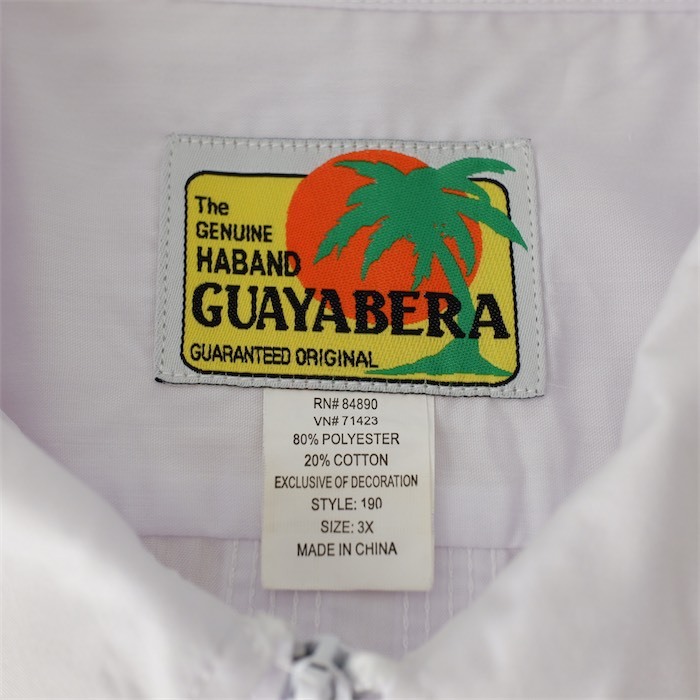 The GENUINE HABAND GUAYABERA ジップアップ半袖キューバシャツ 刺繍 メンズUS-3XLサイズ ホワイト ビンテージ グァジャベーラ sh-4162n_画像4