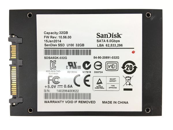 【10個セット】SanDisk SSD U100 32GB 2.5インチ SATA 6.0Gbps 中古動作品 1週間保証 即納 複数在庫あり【送料無料】_画像3