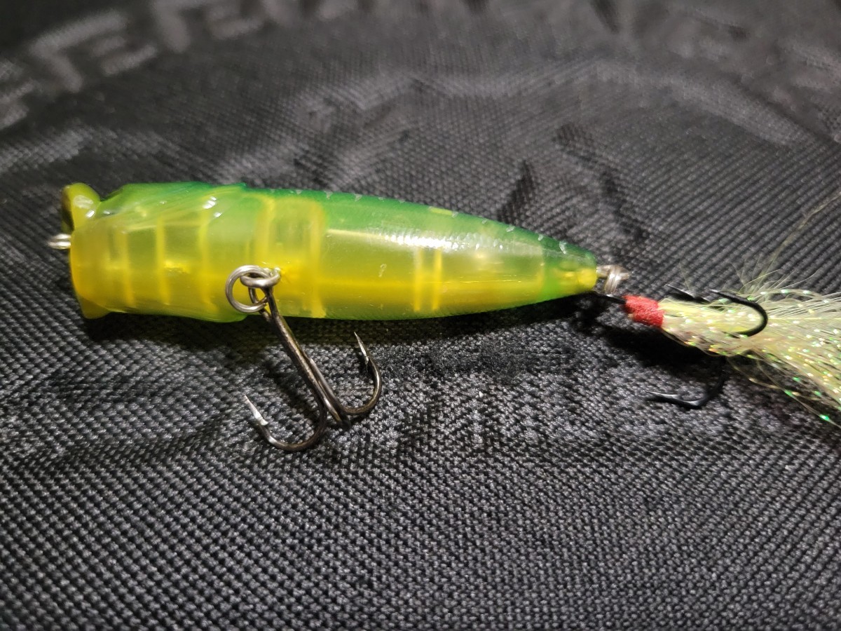 ★Megabass★POPX ABALONE BRIGHT メガバス ポップX AB HOT TIGER 美品 Length 64mm Weight 1/4oz ポッパー 天然アワビプレート採用_画像5