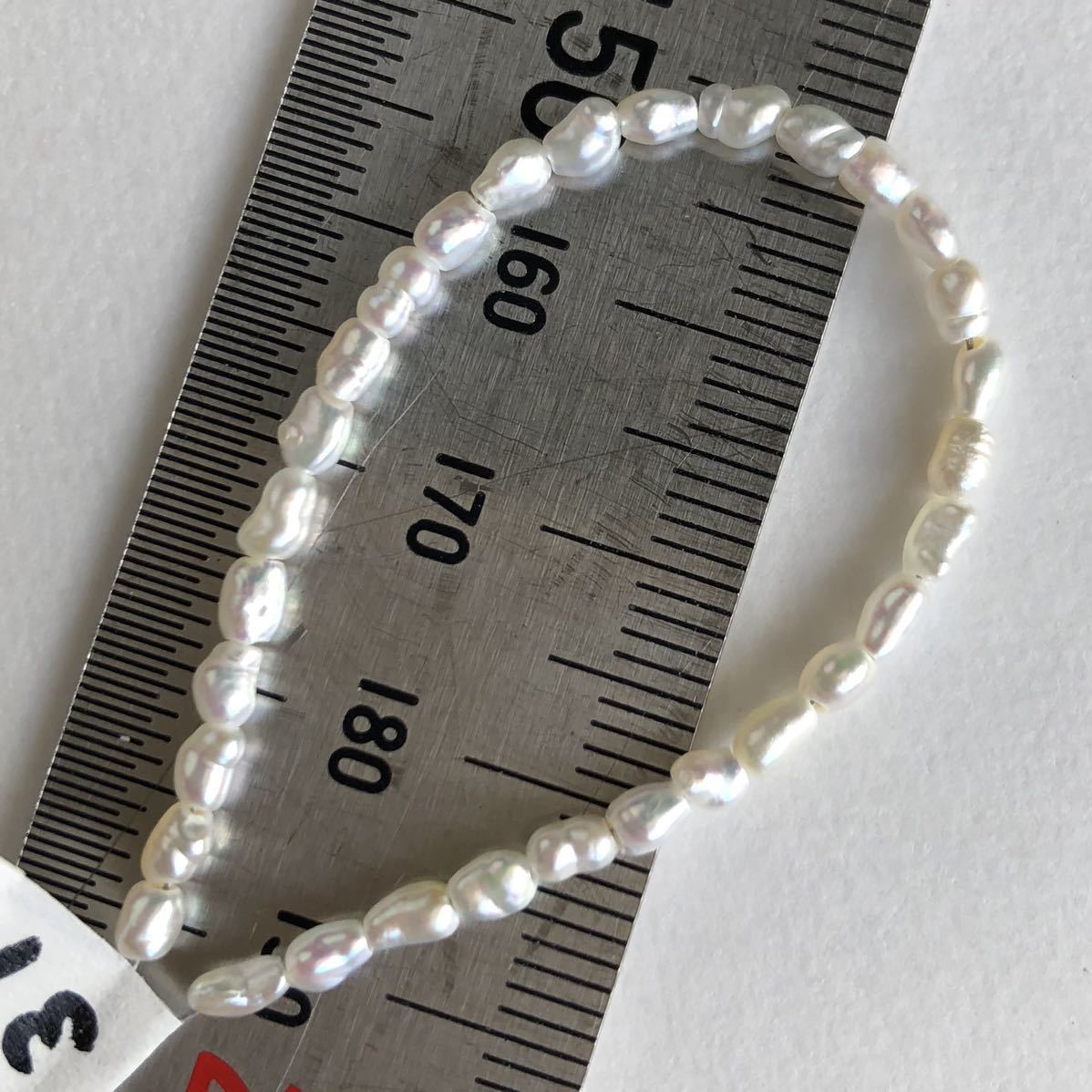 A アコヤケシパールビーズ10cm　国産和珠あこや本真珠　芥子　ハンドメイド素材　ホワイトパールビーズ