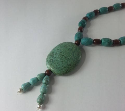  natural stone turquoise flat type Power Stone necklace ..