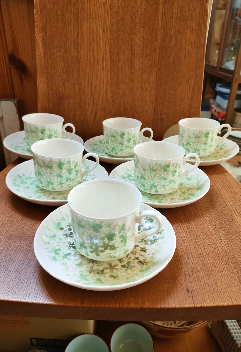 未使用品 keito ケイト カップ＆ソーサー JAPAN FINE CHINA 6客セット 花柄 コーヒーカップ ティーカップ 昭和レトロ 茶器 デットストック _画像1