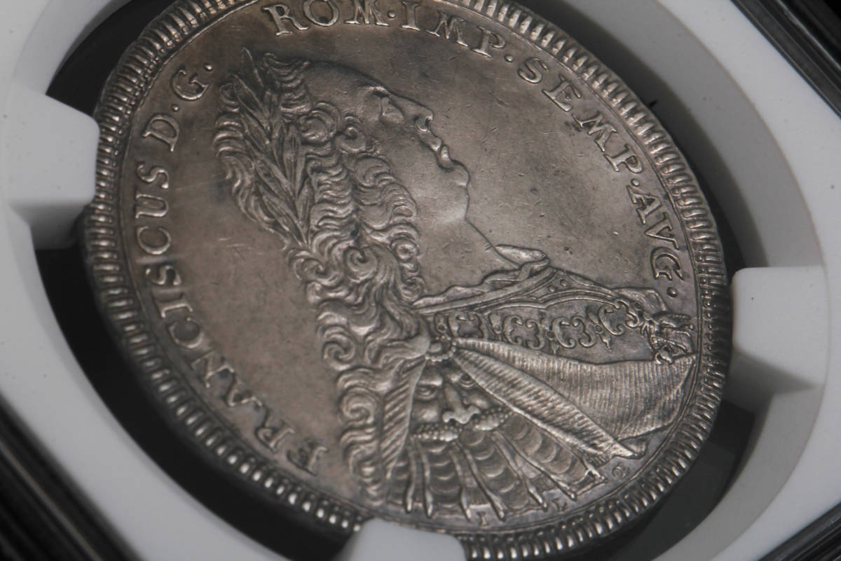 1754年 ドイツ レゲンスブルク 1/2ターラー 銀貨 アンティークコイン NGC AU Detailsの画像5