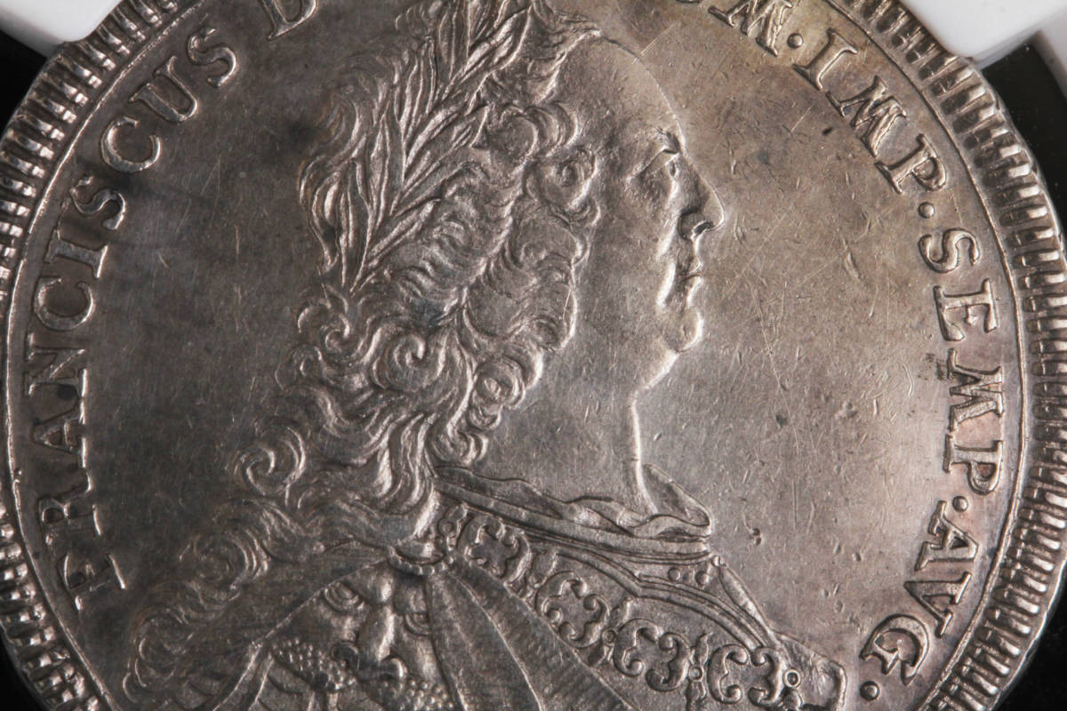 1754年 ドイツ レゲンスブルク 1/2ターラー 銀貨 アンティークコイン NGC AU Detailsの画像6