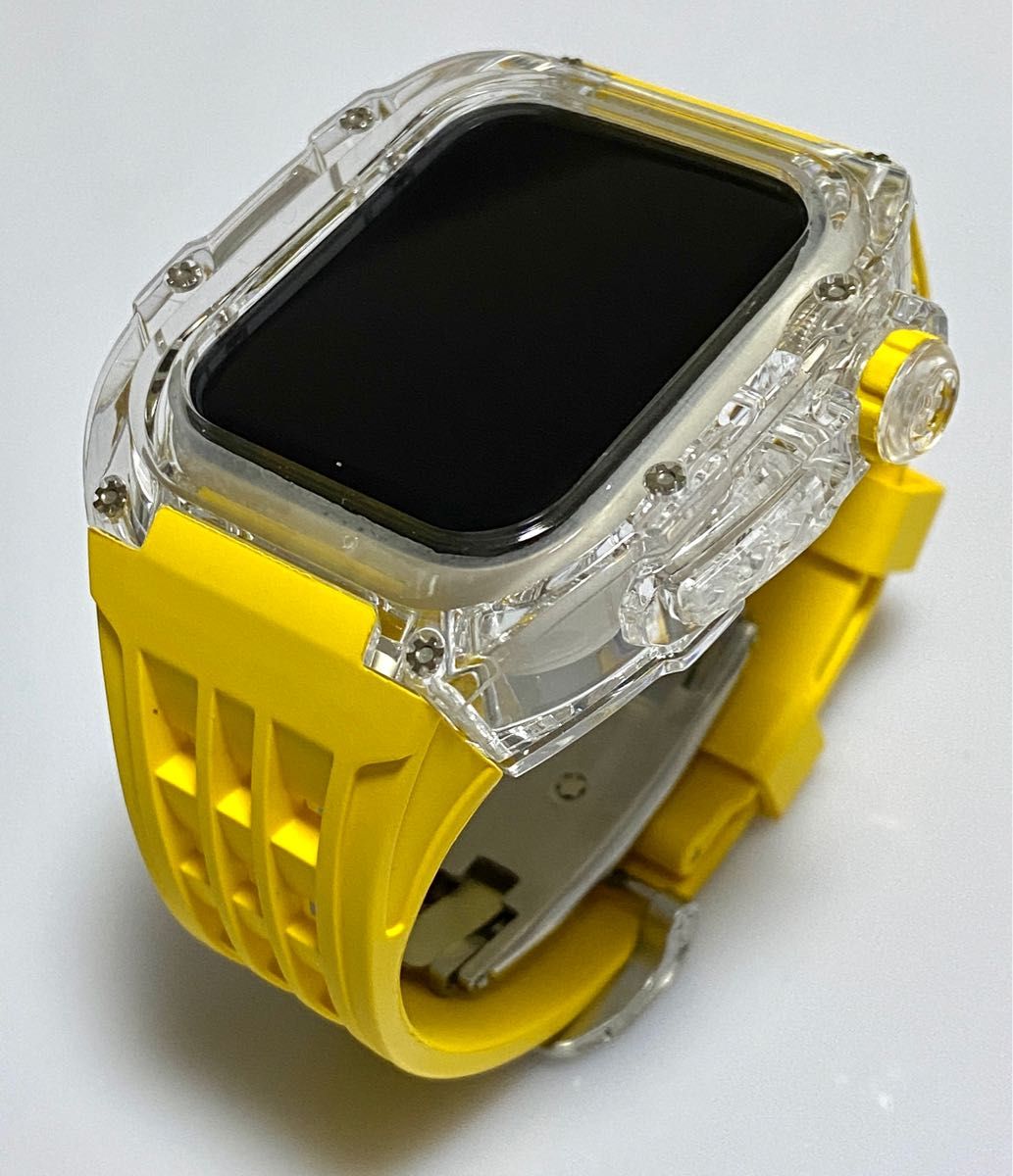 アップルウォッチバンド ラバーベルト カバー　Apple Watch ケース 44mm 45mm 4 5 6 7 8 se メンズ