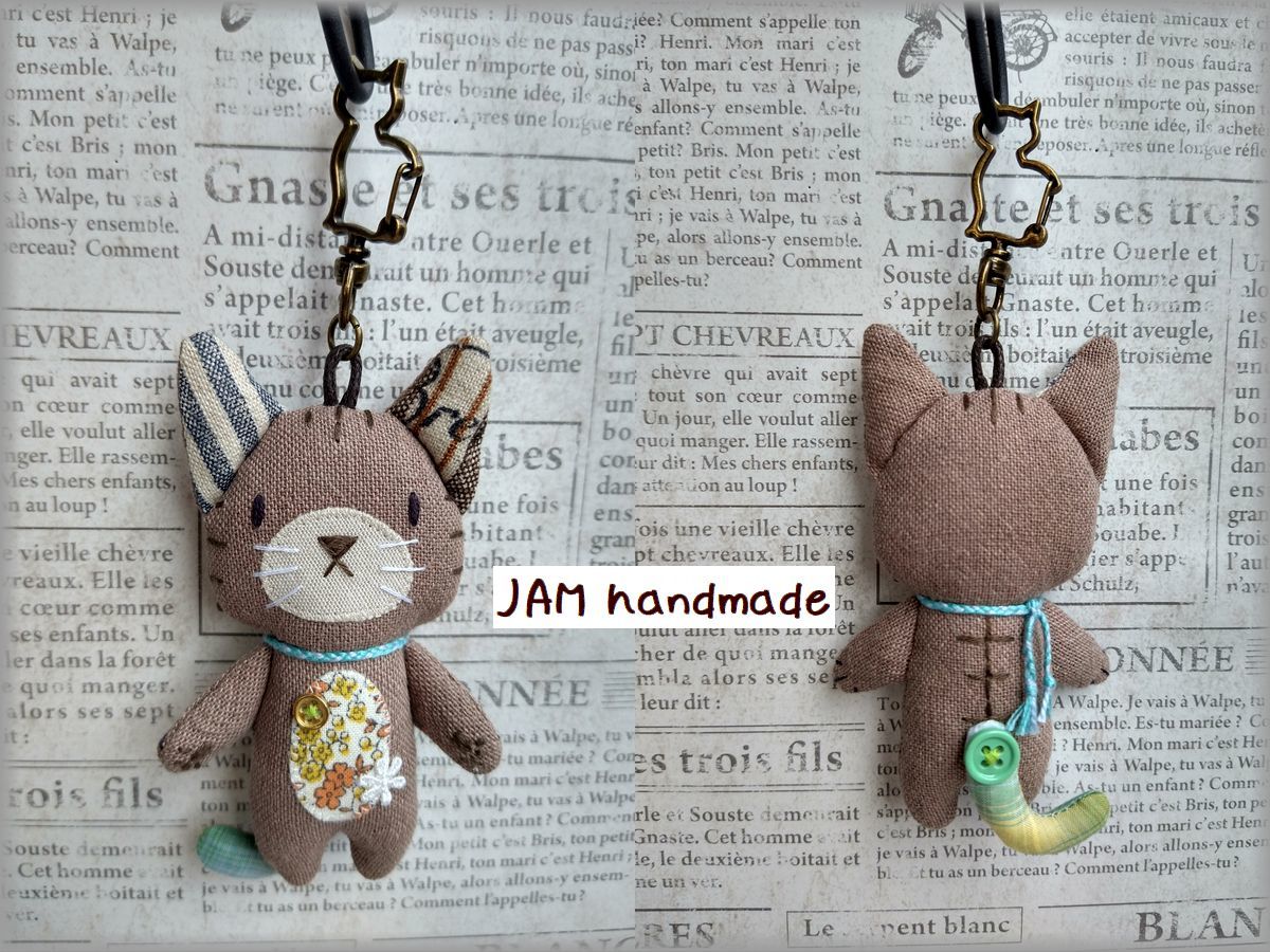 JAM ハンドメイド 長財布 ショルダー バッグ スマホショルダー ぬいぐるみ 猫 バッグチャーム きりっぱなし パッチ ステッチ _画像9