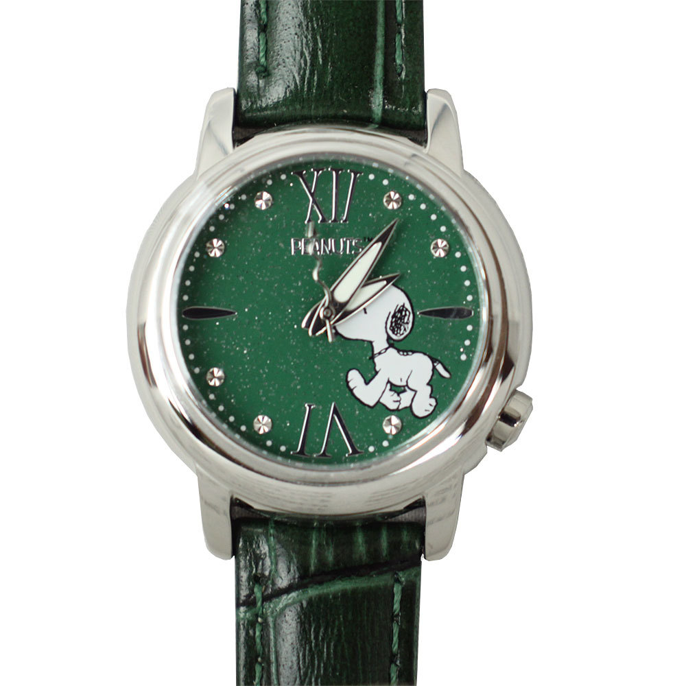 贅沢屋の PEANUTS レディース 腕時計 スヌーピー グリーン SN-1035-B