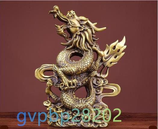 人気推薦☆昇龍 銅製 風水 龍の置物-