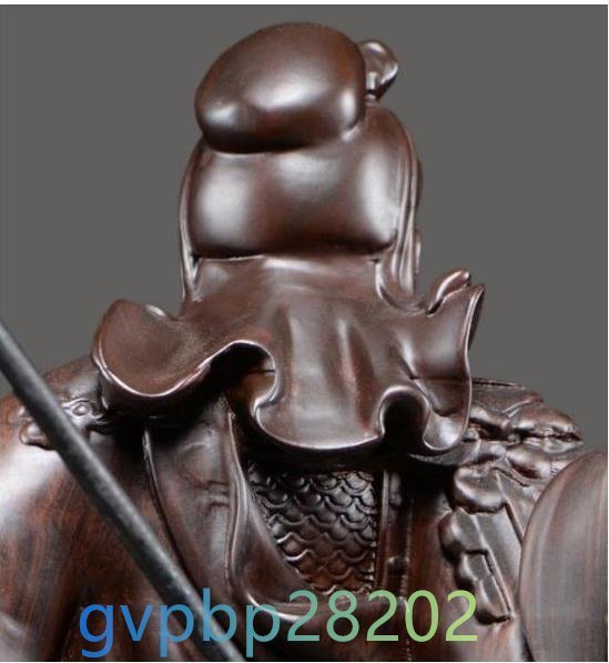 極上品 木彫仏像 精密細工 関羽像 精密彫刻 極上品 黒檀木 仏師で仕上げ品 武財神 中国武将 三国志 仏教工芸 美術品_画像7