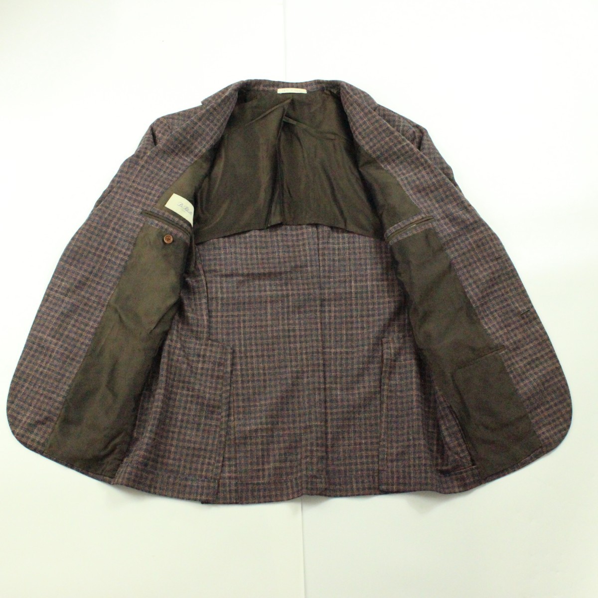 De Petrillo デ ペトリロ イタリア製 チェック ウール シルク テーラードジャケット シングルジャケット 表記サイズ50 