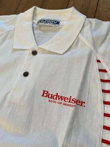 保管品 未使用品 SUNTORY サントリー 日本製 Vintage Budweiser バドワイザー 半袖シャツ Tシャツ サイズ表記無し ノベルティ レトロ 稀少_画像3