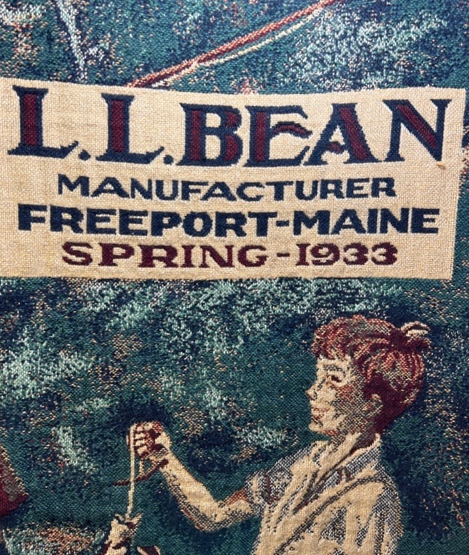 希少 70s L.L.Bean ビンテージ ラグマット タペストリー ブランケット ラグ エルエルビーン フライフィッシング R050721_画像5