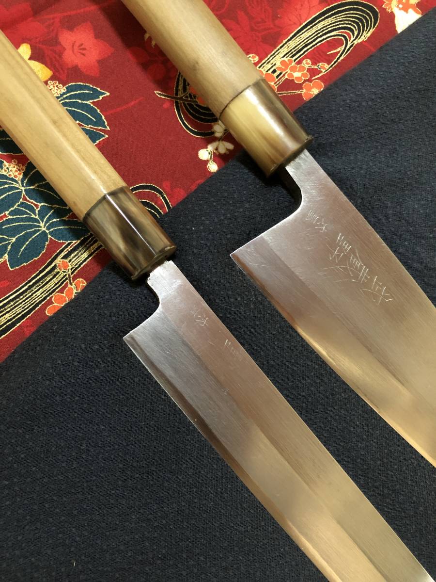 【中古美品・研ぎ済み】【本水牛口】　日本橋木屋・武蔵野　出刃包丁　柳刃包丁　刺身包丁　和包丁　刃物　霞包丁　料理　釣り　板前　寿司