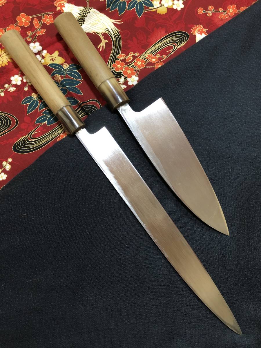 【中古美品・研ぎ済み】【本水牛口】 日本橋木屋・武蔵野 出刃包丁 柳刃包丁 刺身包丁 和包丁 刃物 霞包丁 料理 釣り 板前 寿司