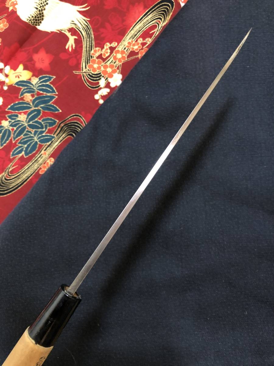 【中古美品・研ぎ済み】【堺一文字光秀】 柳刃包丁 刺身包丁 和包丁 刃物 霞包丁 ナイフ 料理 釣り 板前 寿司職人