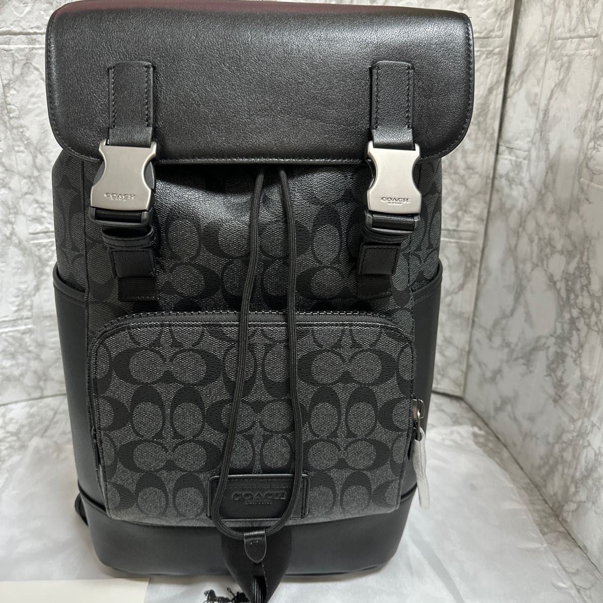 新品☆COACHリュック バッグパック シグネチャー グレー ブラックC2712