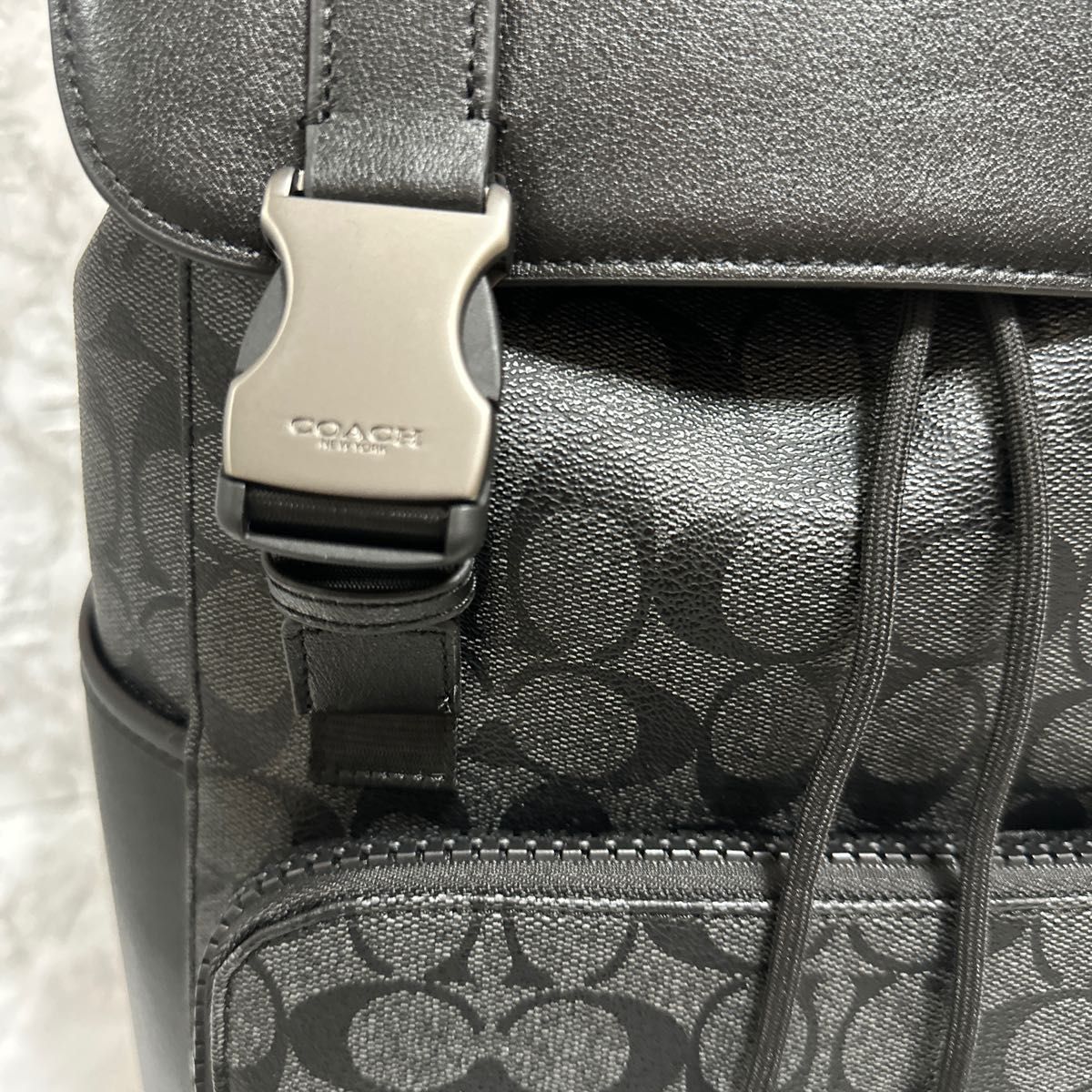 新品☆COACHリュック バッグパック シグネチャー グレー ブラックC2712
