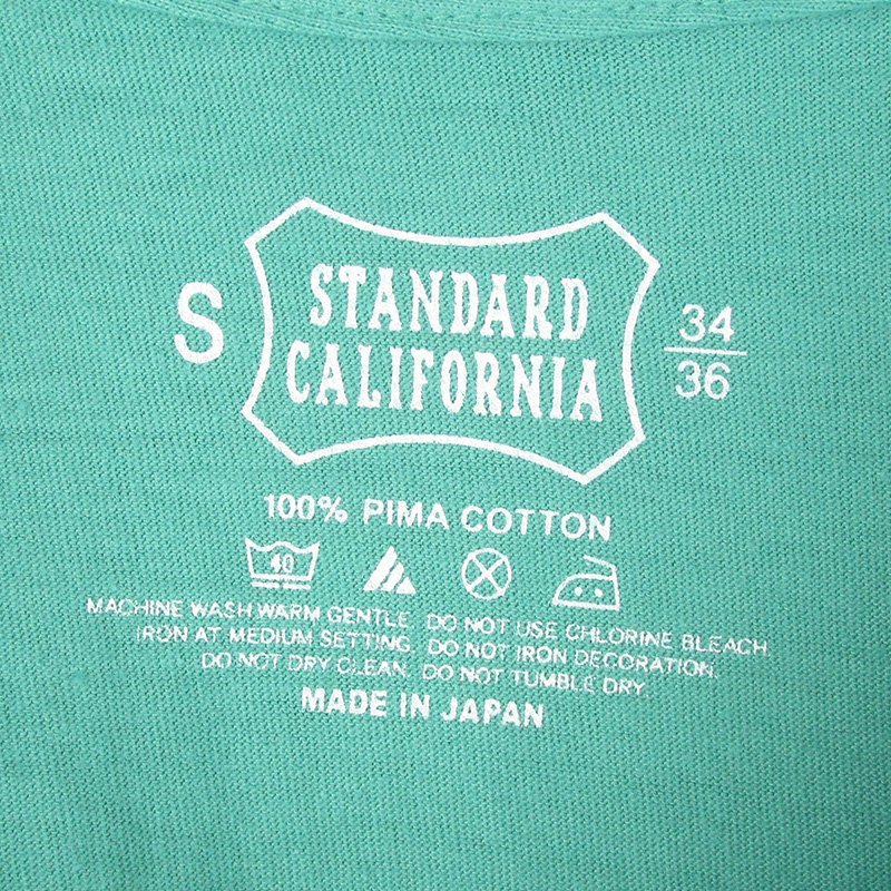 LST9851 STANDARD CALIFORNIA スタンダードカリフォルニア Vネック ポケット付き Tシャツ S 未使用 グリーン（クリックポスト可）_画像3