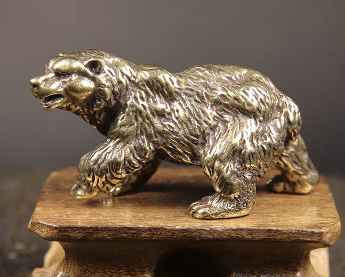 銅製 ヒグマ インテリア オブジェ 置物 小物 アンティーク 装飾 ミニチュア 真鍮 ブロンズ 雑貨 日熊 熊 クマ ベアー 2786_画像1