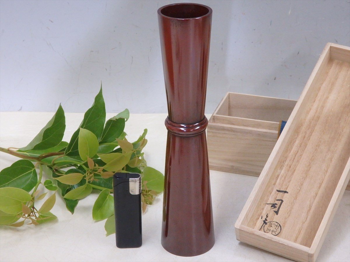 破格値下げ】 ☆美品!萩井一司造【唐銅末広花入 共箱】共布・栞付き
