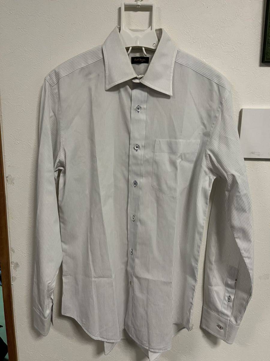 最上級ポールスミス コレクション　長袖シャツ ドレスシャツ　ホワイト　ストライプ　サイズL_画像1